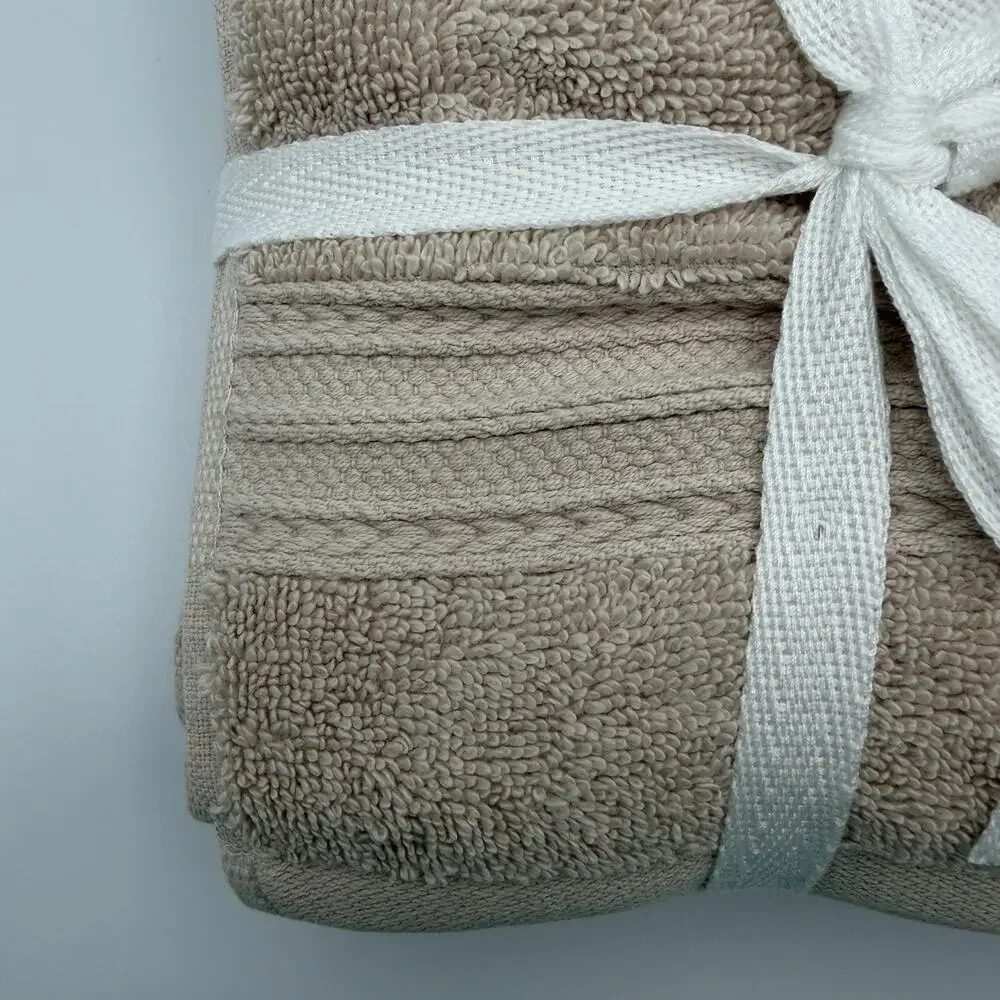 Brooks Brothers Premium Turkish Cotton Washcloths Set of 4 Warm Beige Taupe NWT
